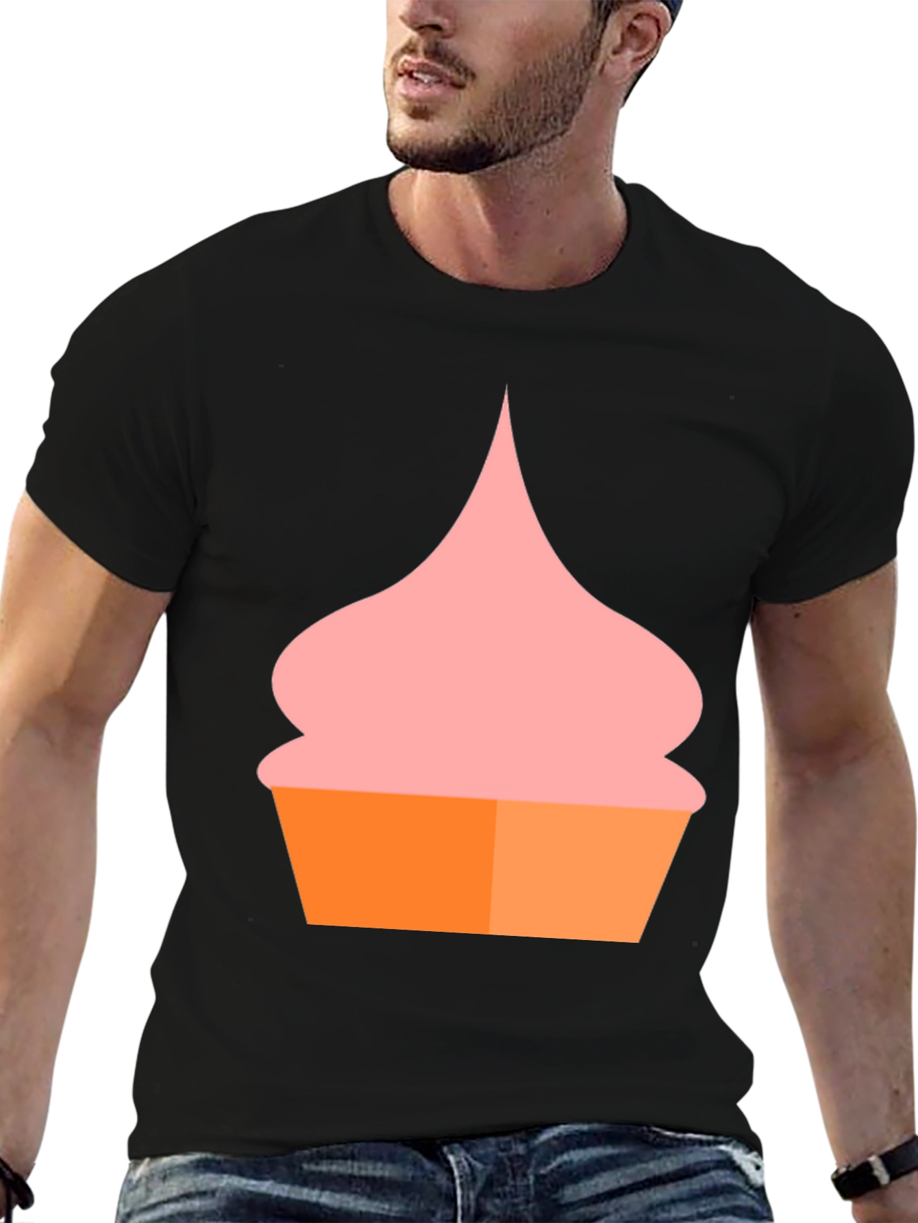 Fun Cupcake Graphic T-Shirt - Casual Black Tee