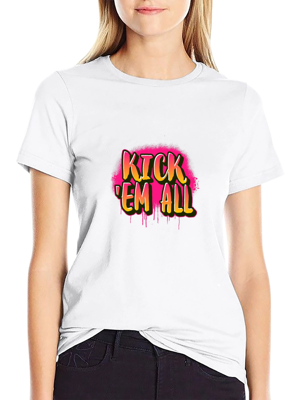 Kick Em All Graphic Tee - Black Cotton T-Shirt