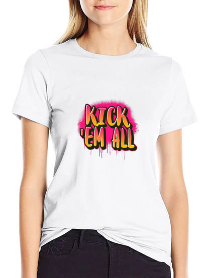 Kick Em All Graphic Tee - Black Cotton T-Shirt