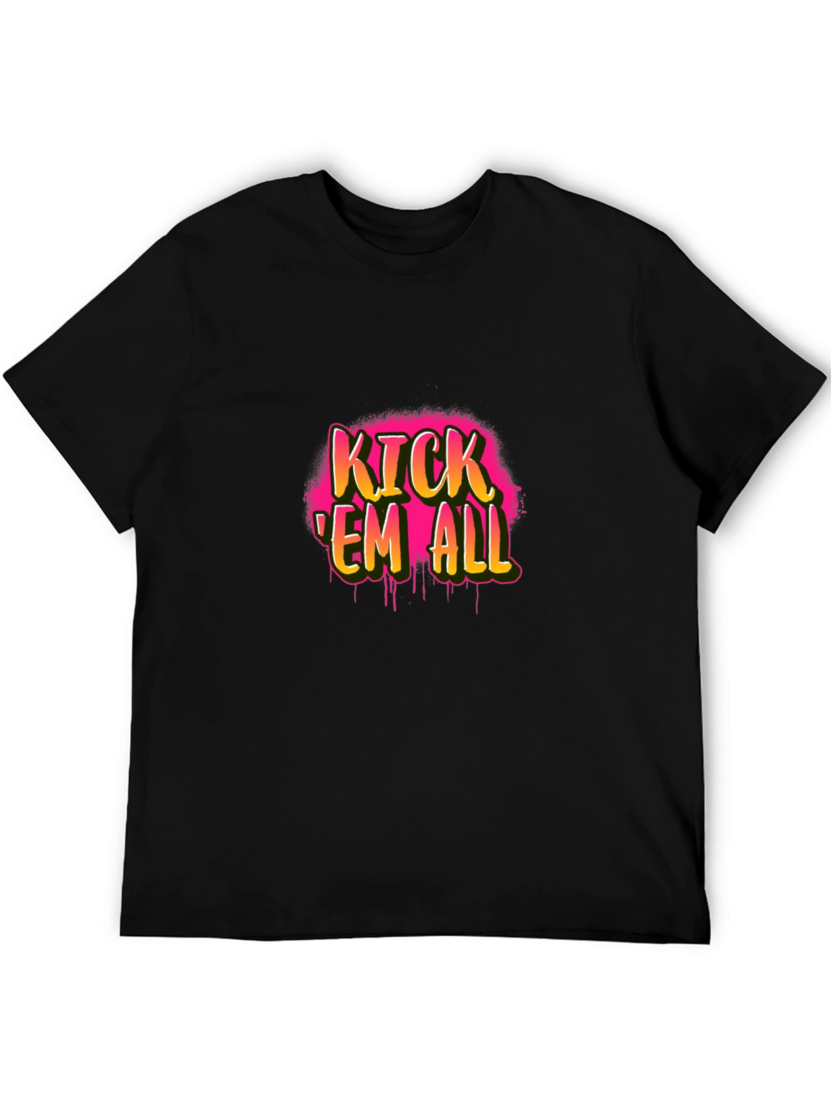 Kick Em All Graphic Tee - Black Cotton T-Shirt
