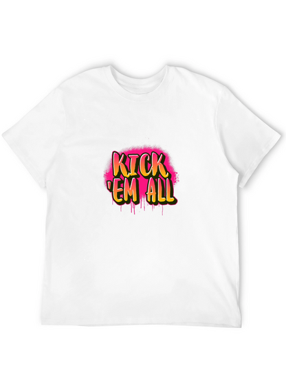 Kick Em All Graphic Tee - Black Cotton T-Shirt