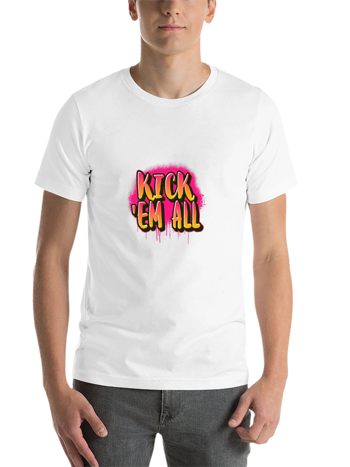 Kick Em All Graphic Tee - Black Cotton T-Shirt