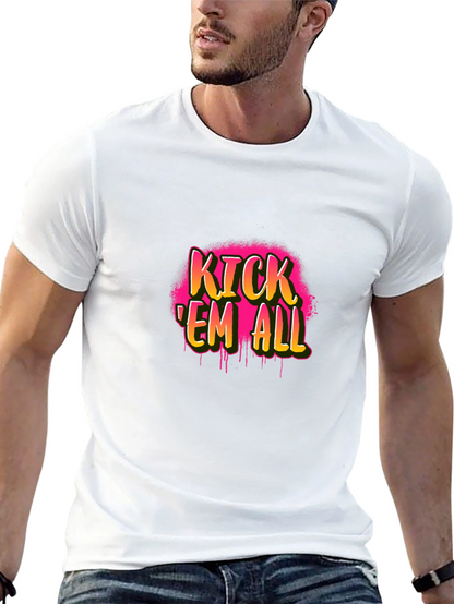 Kick Em All Graphic Tee - Black Cotton T-Shirt
