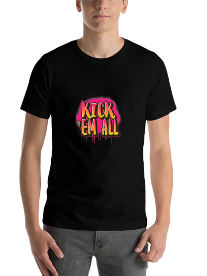Kick Em All Graphic Tee - Black Cotton T-Shirt