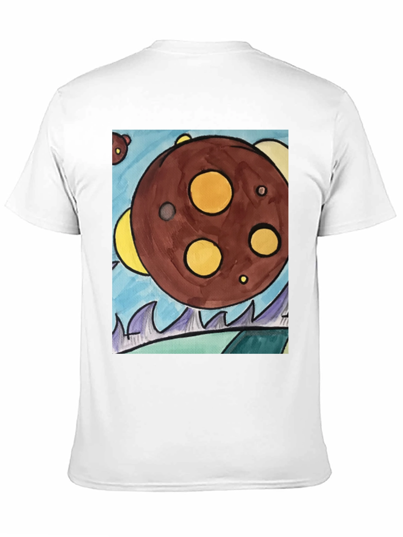 Cartoon Planet Graphic T-Shirt - Black Cotton Tee