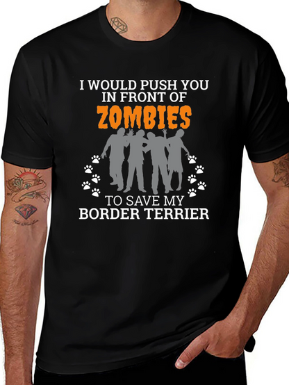 Funny Border Terrier Zombie T-Shirt