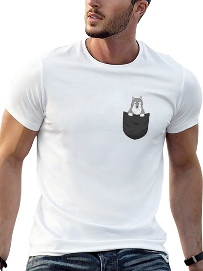 Wolf in Pocket Graphic Tee - Mens Black T-Shirt