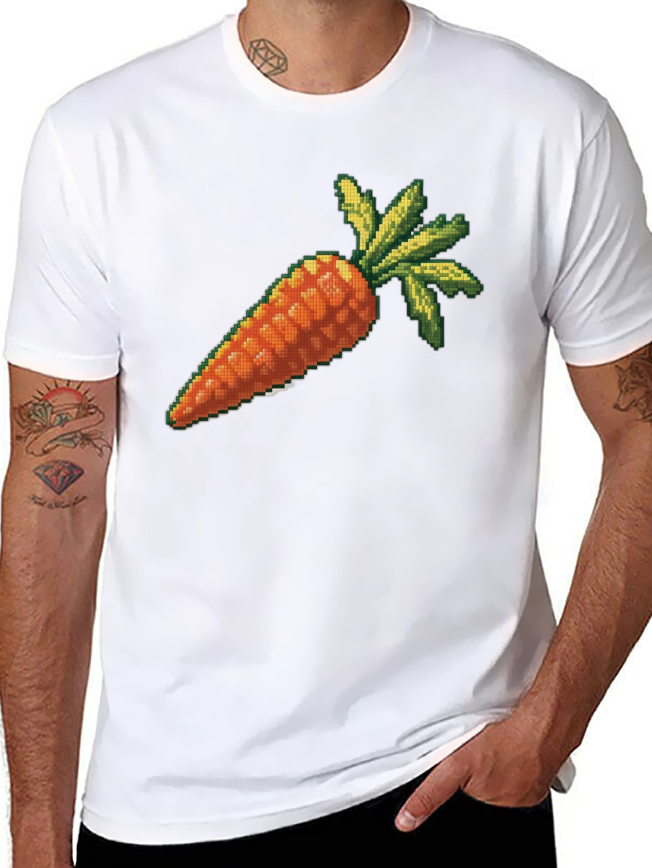 Pixelated Carrot Graphic T-Shirt
