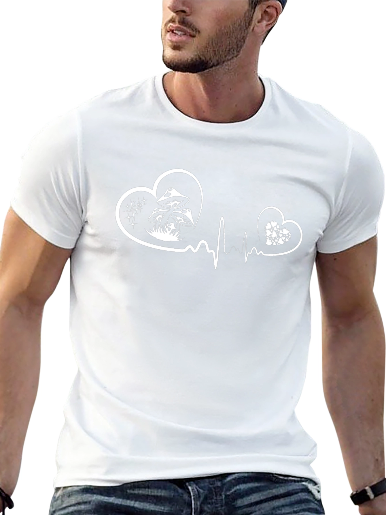 Heartbeat Mushroom Graphic Tee - Black