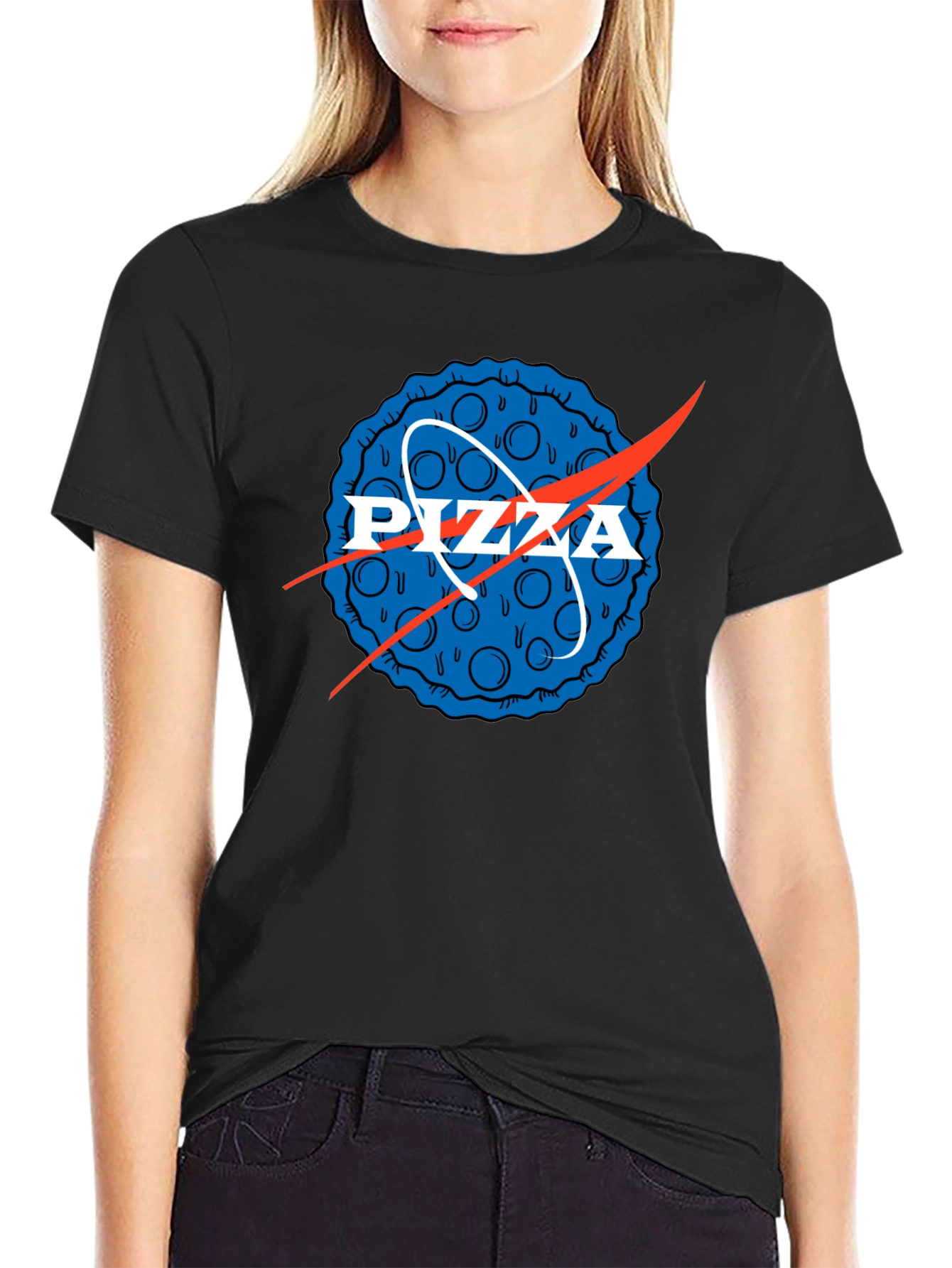 Pizza NASA Logo Mens Graphic Tee