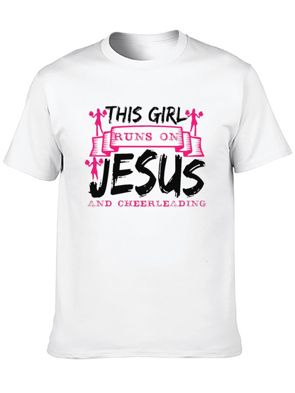 This Girl Runs on Jesus and Cheerleading T-Shirt