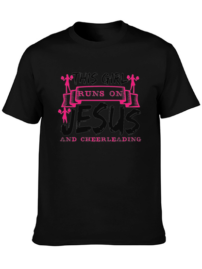 This Girl Runs on Jesus and Cheerleading T-Shirt