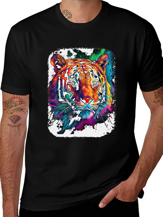 Vivid Tiger Graphic T-Shirt - Black