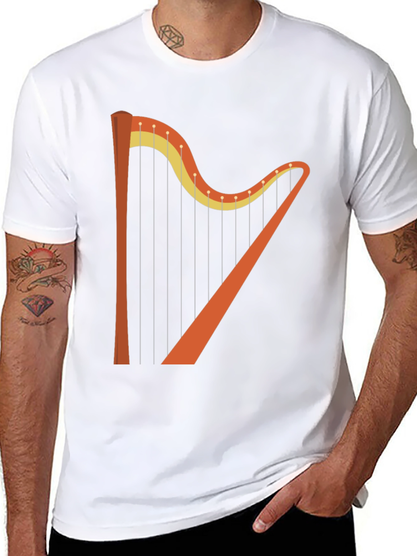 Harp Graphic Tee - Unique Musical Instrument T-Shirt