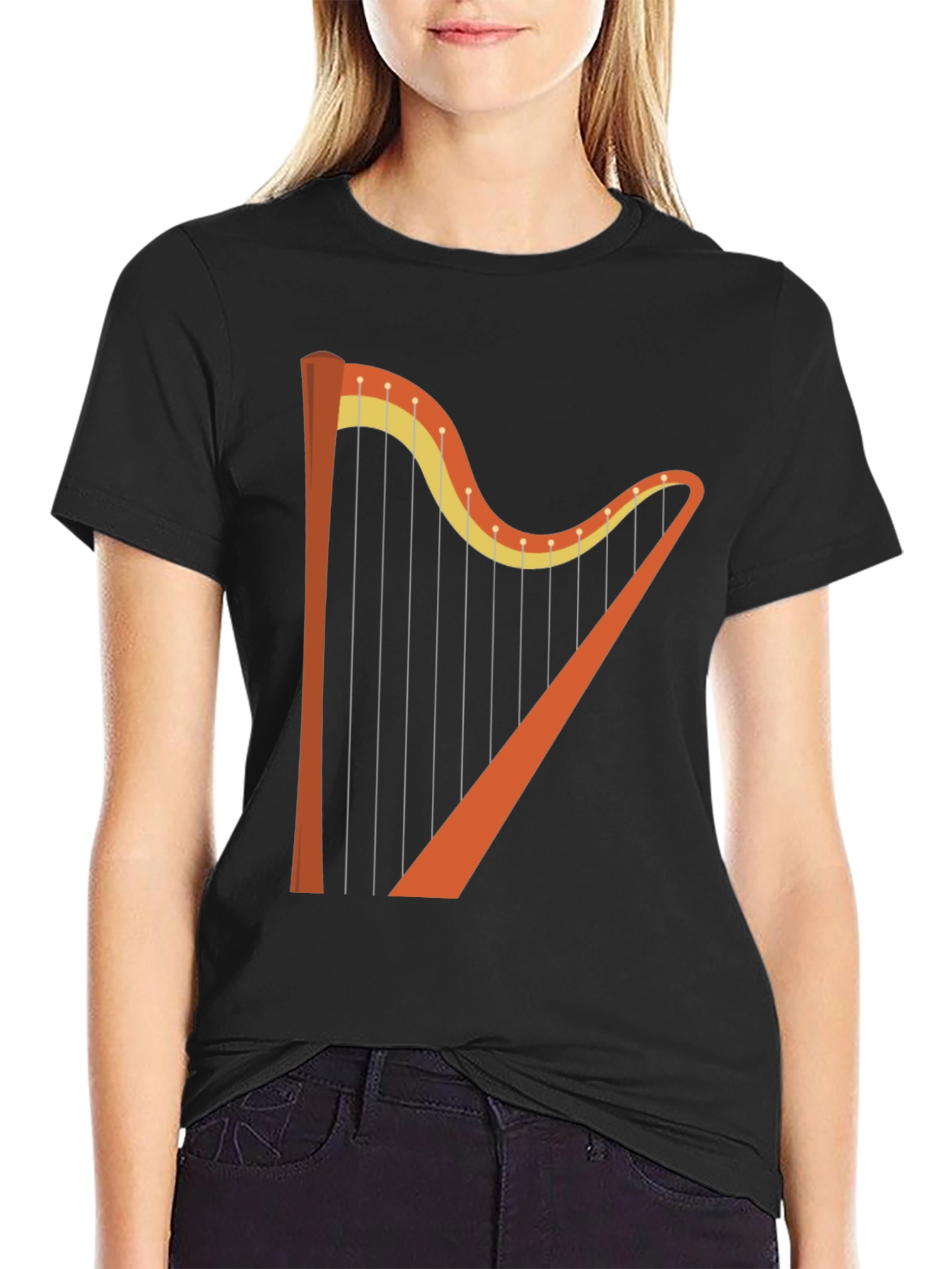 Harp Graphic Tee - Unique Musical Instrument T-Shirt
