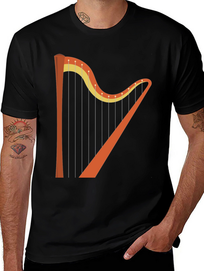 Harp Graphic Tee - Unique Musical Instrument T-Shirt