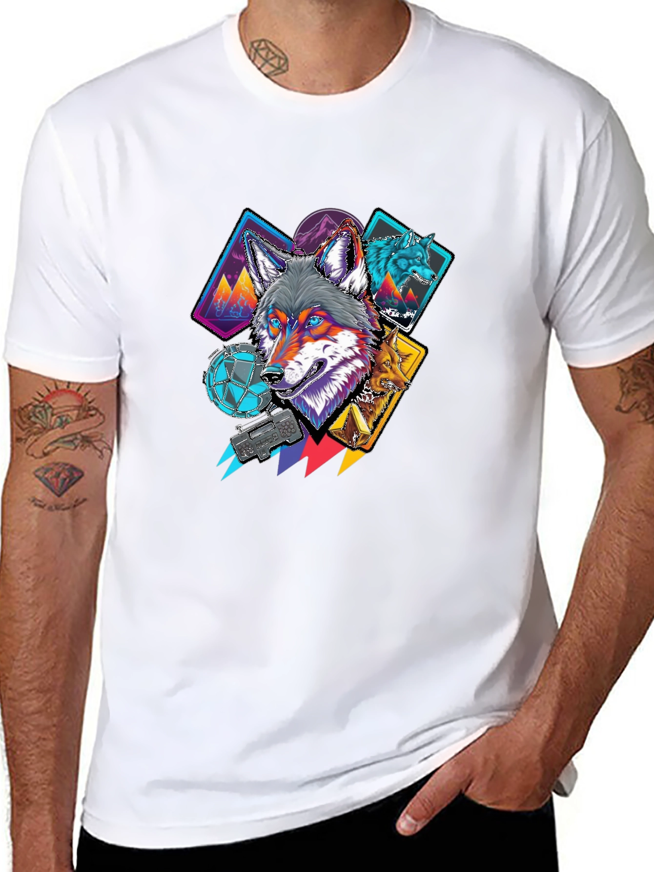 Wolf Graphic Print Black Tee