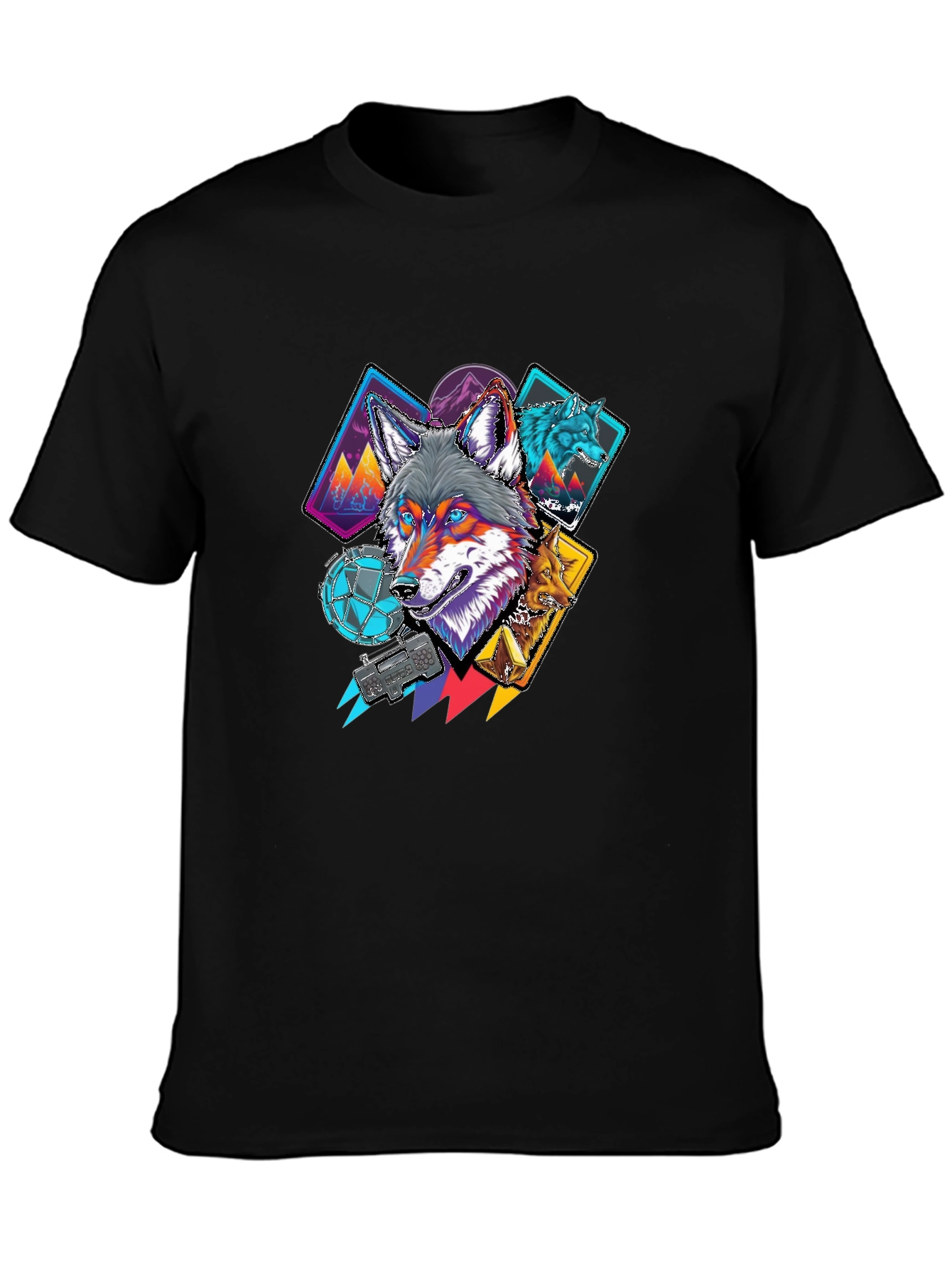 Wolf Graphic Print Black Tee