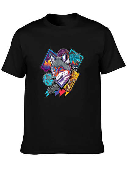 Wolf Graphic Print Black Tee