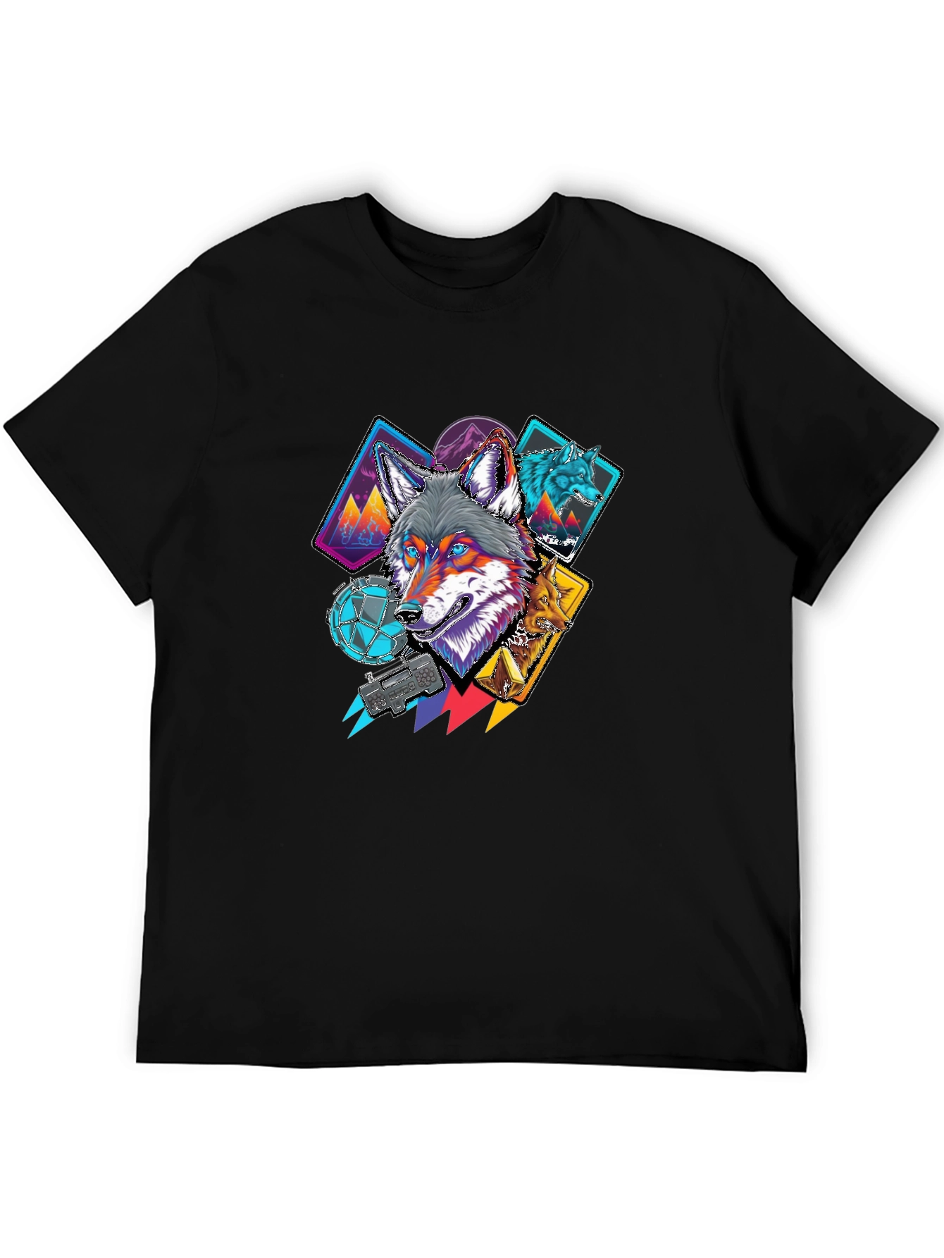 Wolf Graphic Print Black Tee