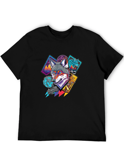 Wolf Graphic Print Black Tee