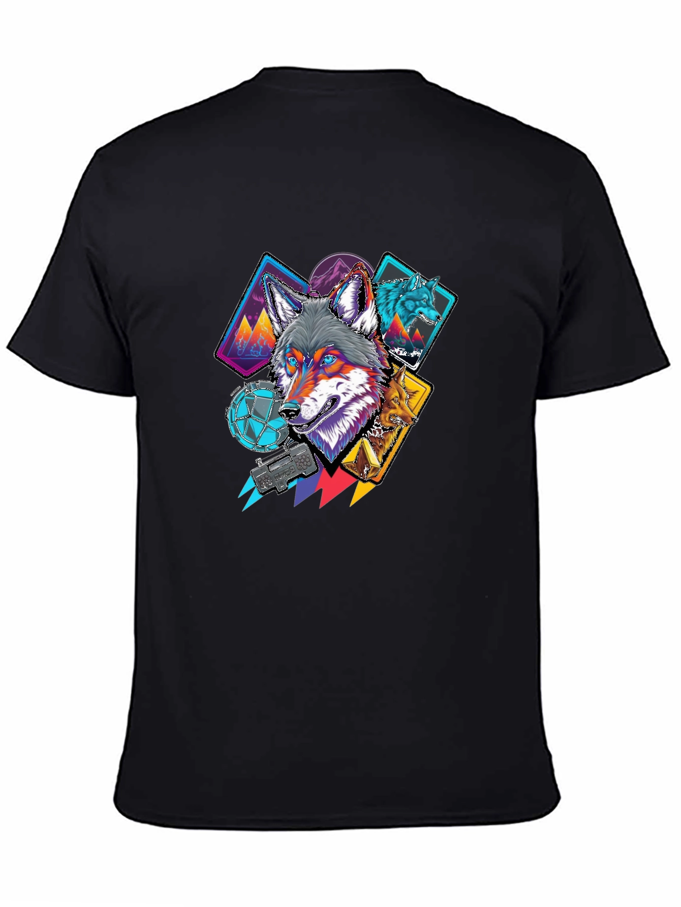 Wolf Graphic Print Black Tee