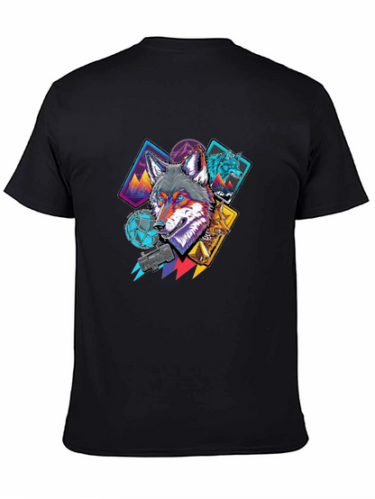 Wolf Graphic Print Black Tee