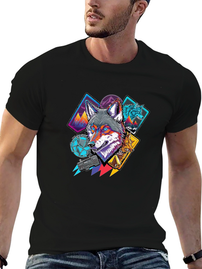Wolf Graphic Print Black Tee