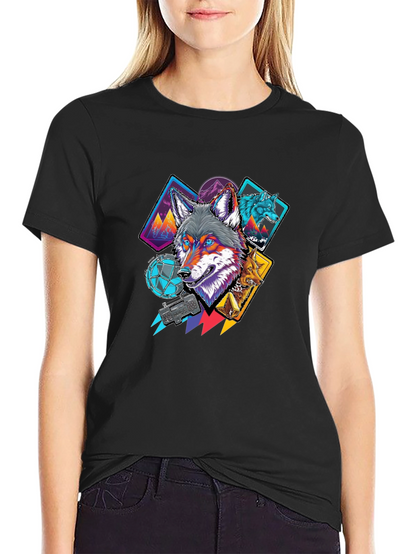 Wolf Graphic Print Black Tee