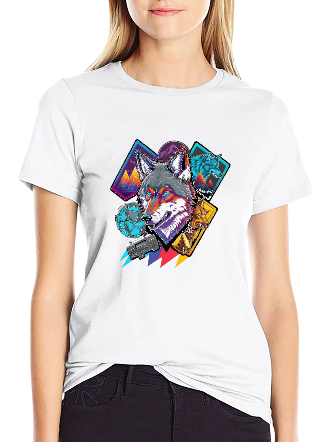 Wolf Graphic Print Black Tee