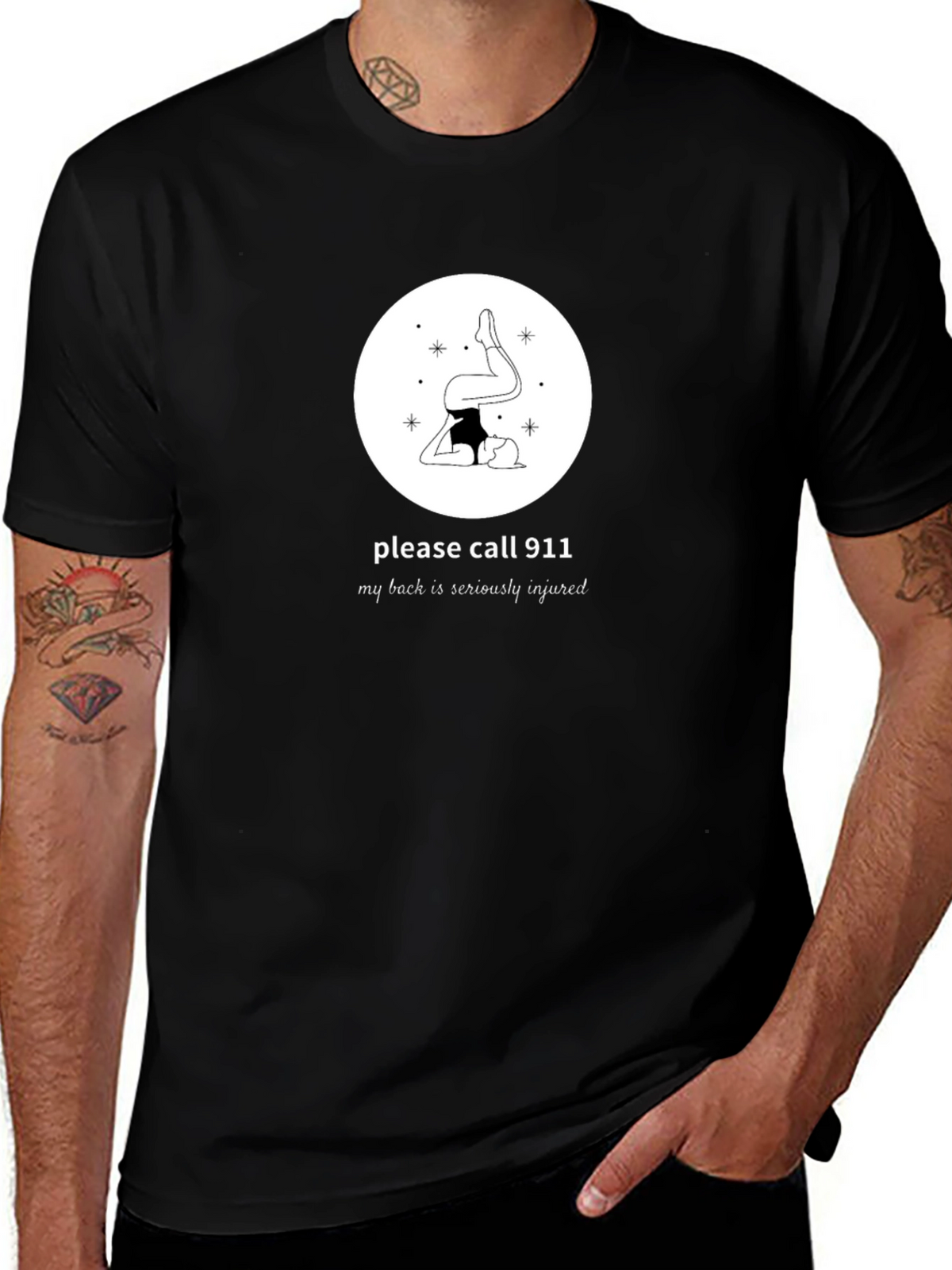 Yoga Injury Humor T-Shirt: Please Call 911