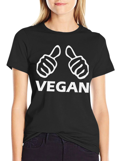 Vegan Thumbs Up Graphic Tee - Black Cotton T-Shirt