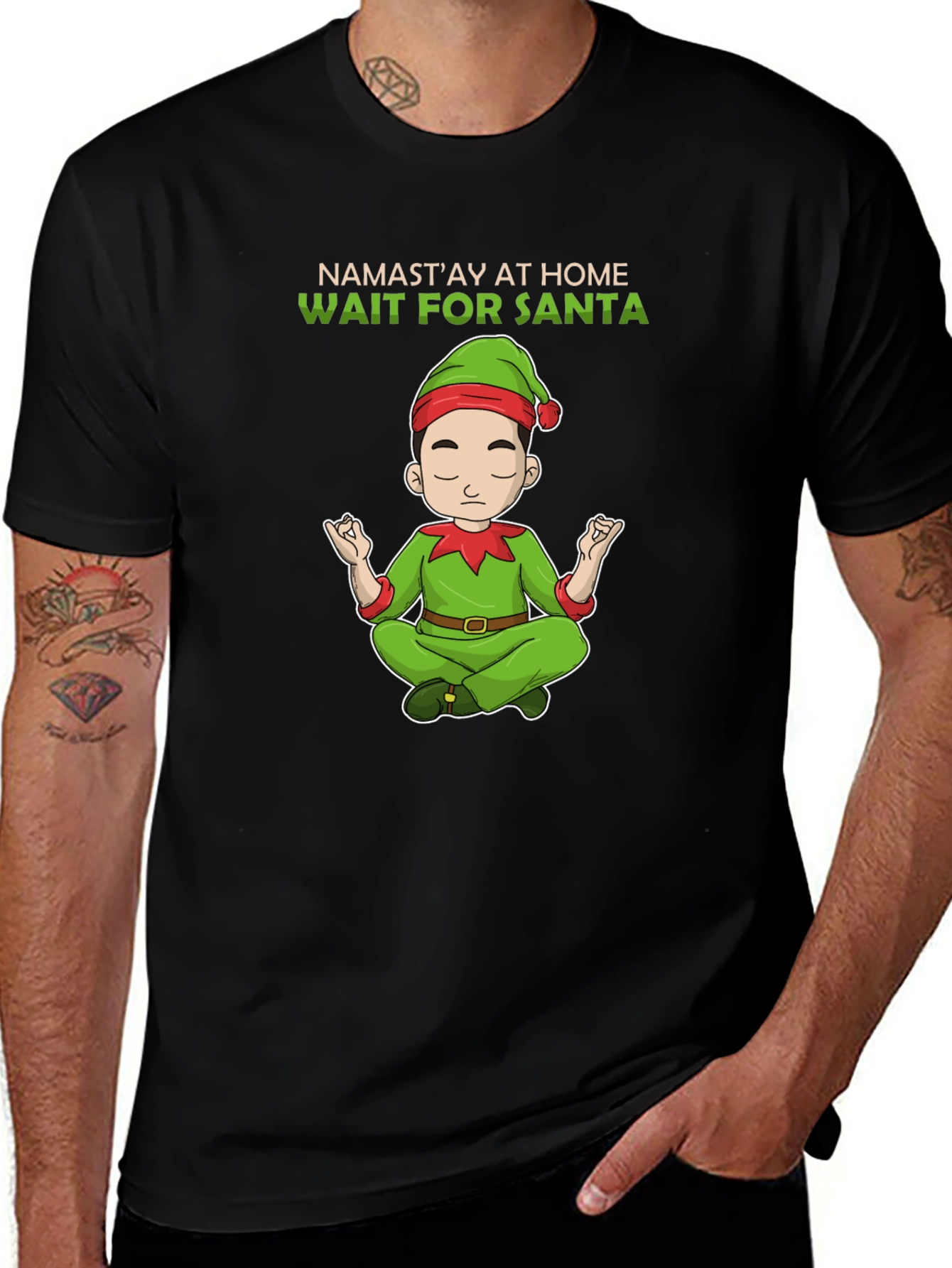 Namastay at Home Wait for Santa T-Shirt