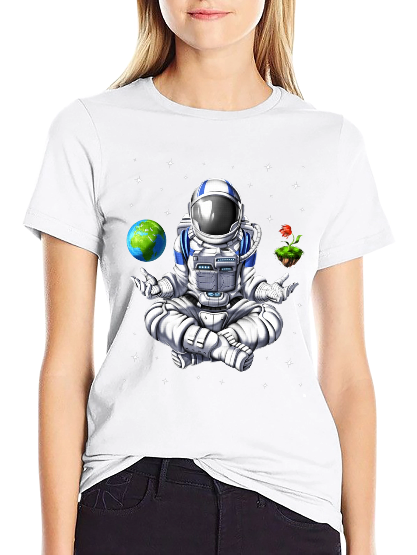 Meditating Astronaut Graphic T-Shirt