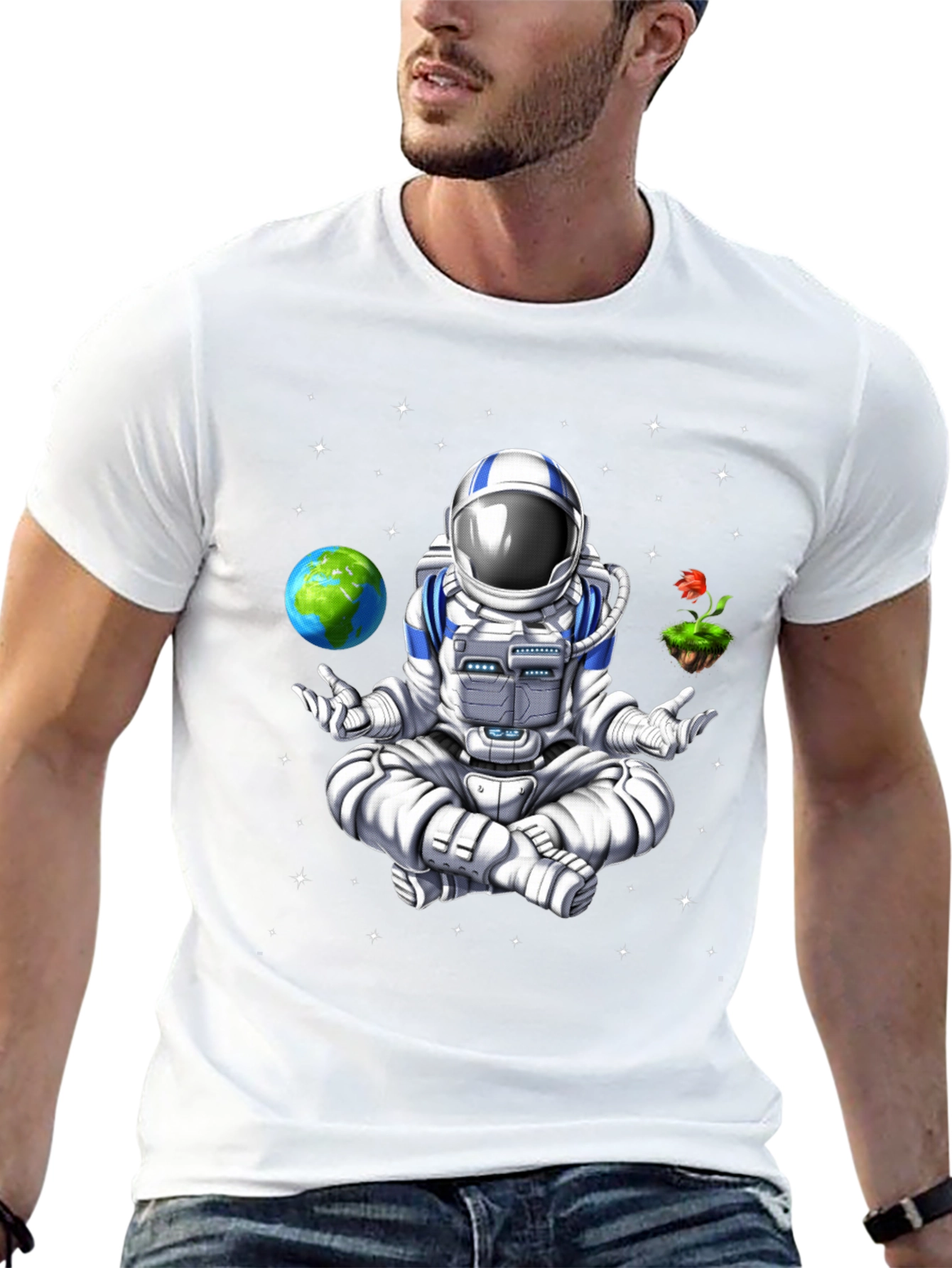 Meditating Astronaut Graphic T-Shirt