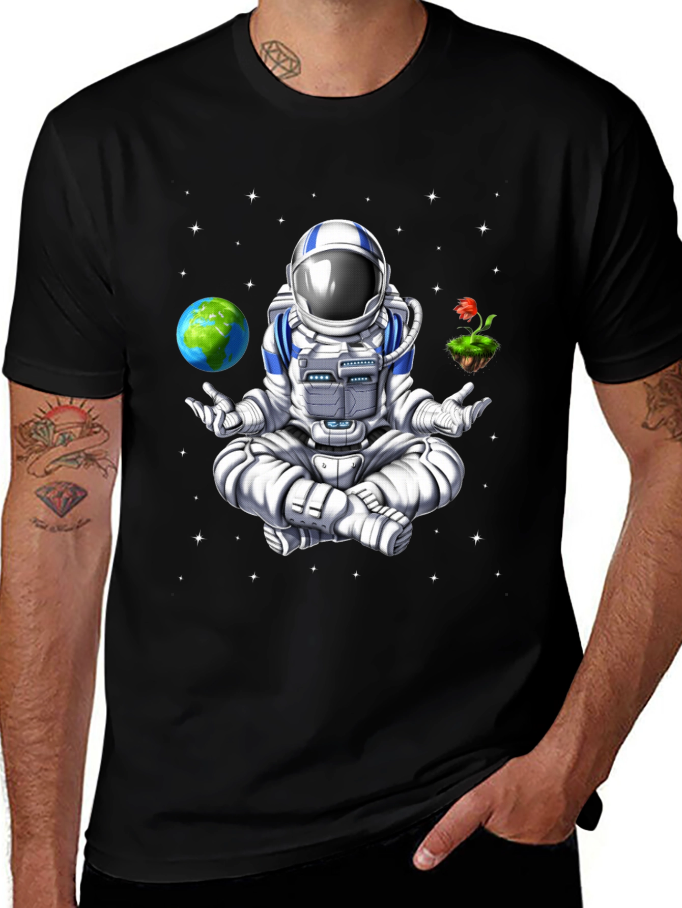Meditating Astronaut Graphic T-Shirt