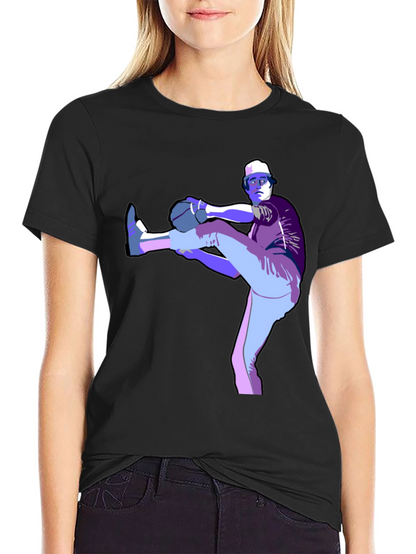 Baseball Pitcher Graphic T-Shirt - Black