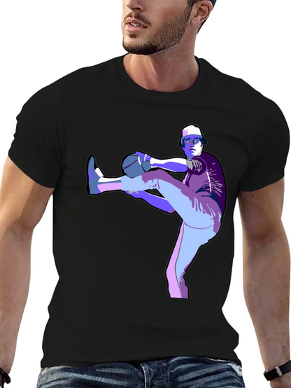 Baseball Pitcher Graphic T-Shirt - Black