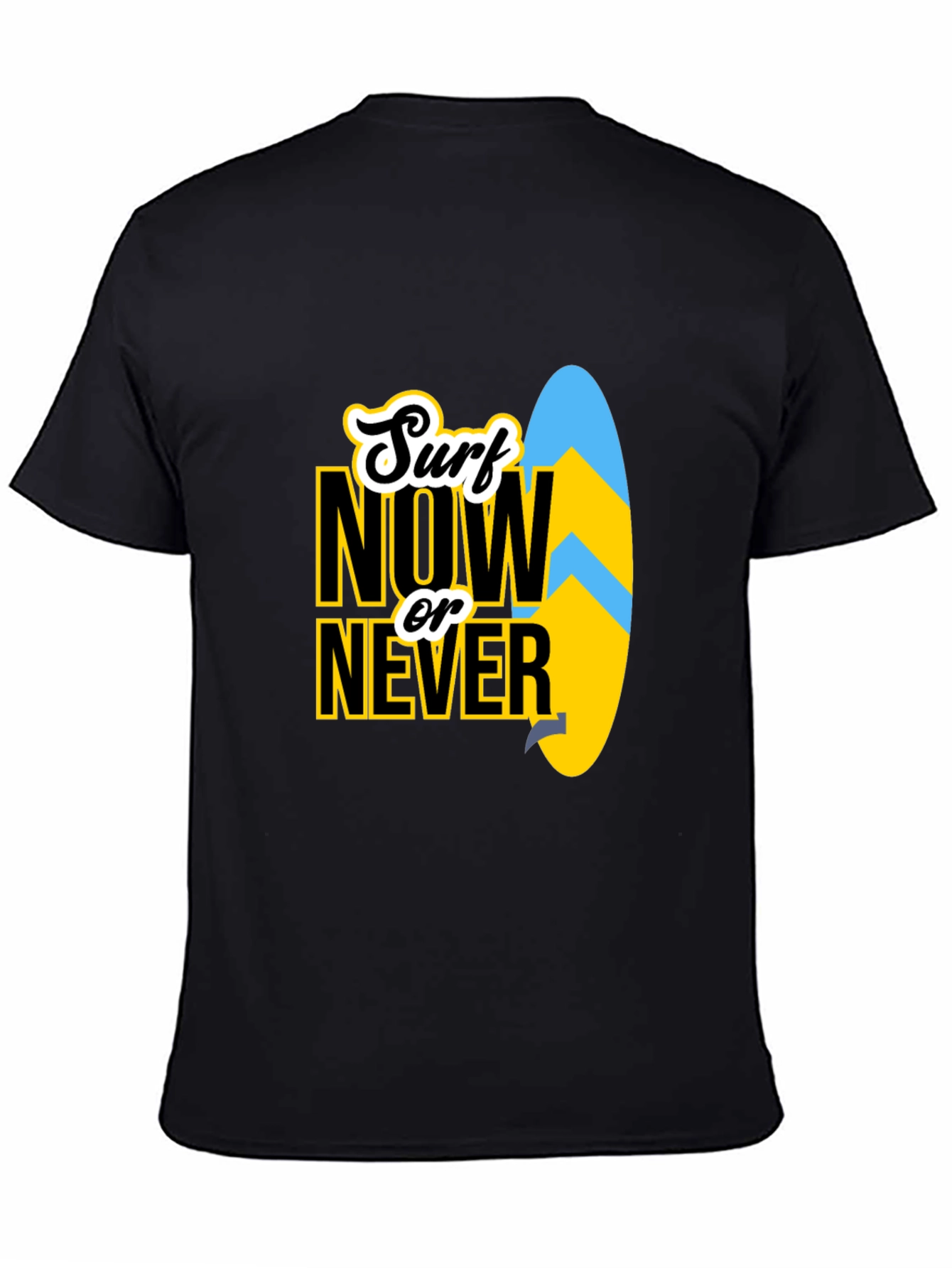 Surf Now Or Never Black T-Shirt