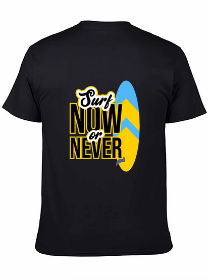 Surf Now Or Never Black T-Shirt