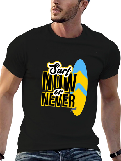 Surf Now Or Never Black T-Shirt