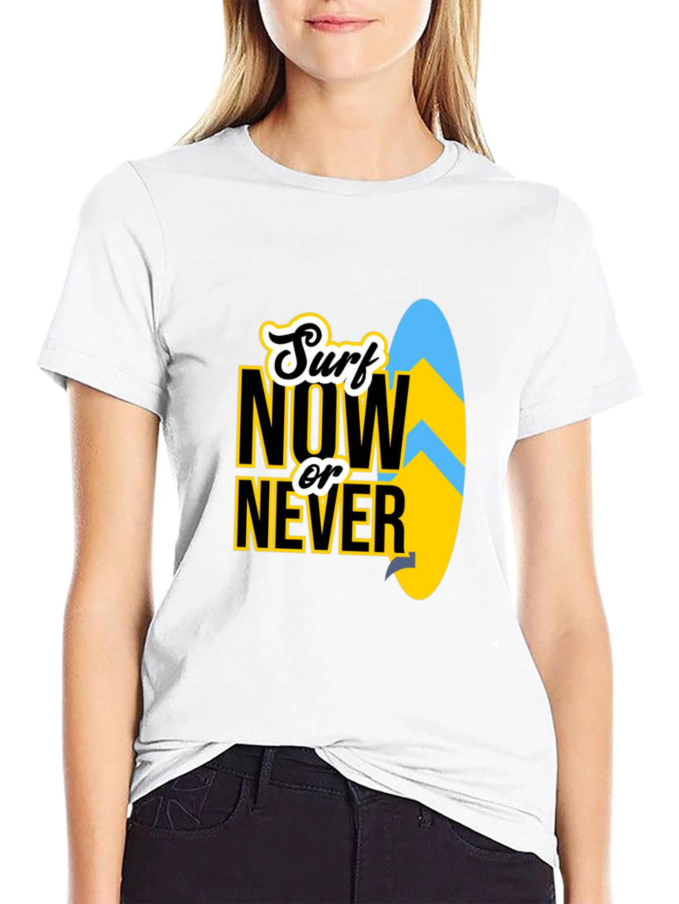 Surf Now Or Never Black T-Shirt