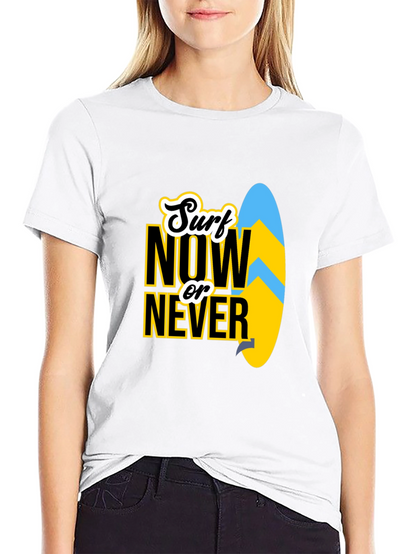 Surf Now Or Never Black T-Shirt