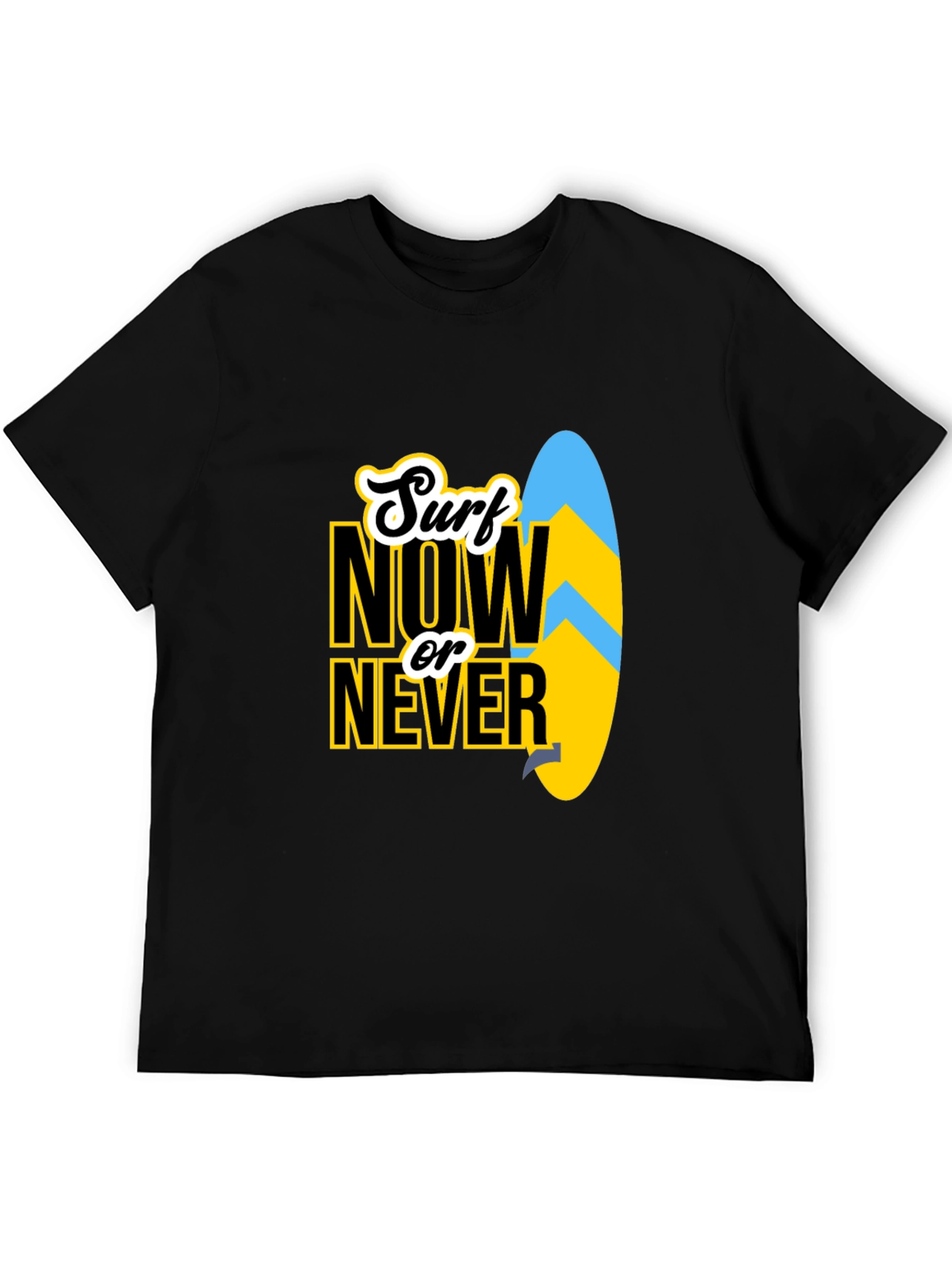 Surf Now Or Never Black T-Shirt