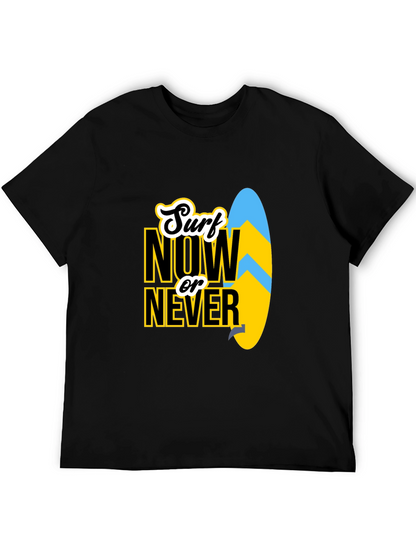Surf Now Or Never Black T-Shirt