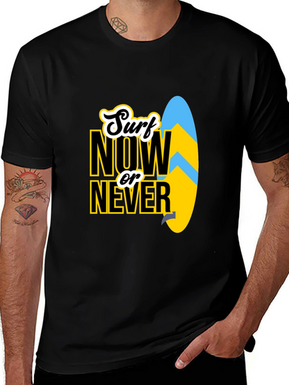 Surf Now Or Never Black T-Shirt