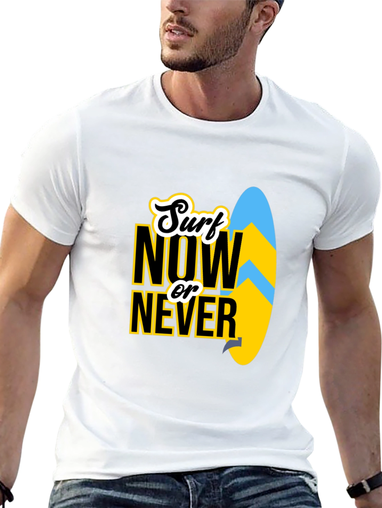 Surf Now Or Never Black T-Shirt