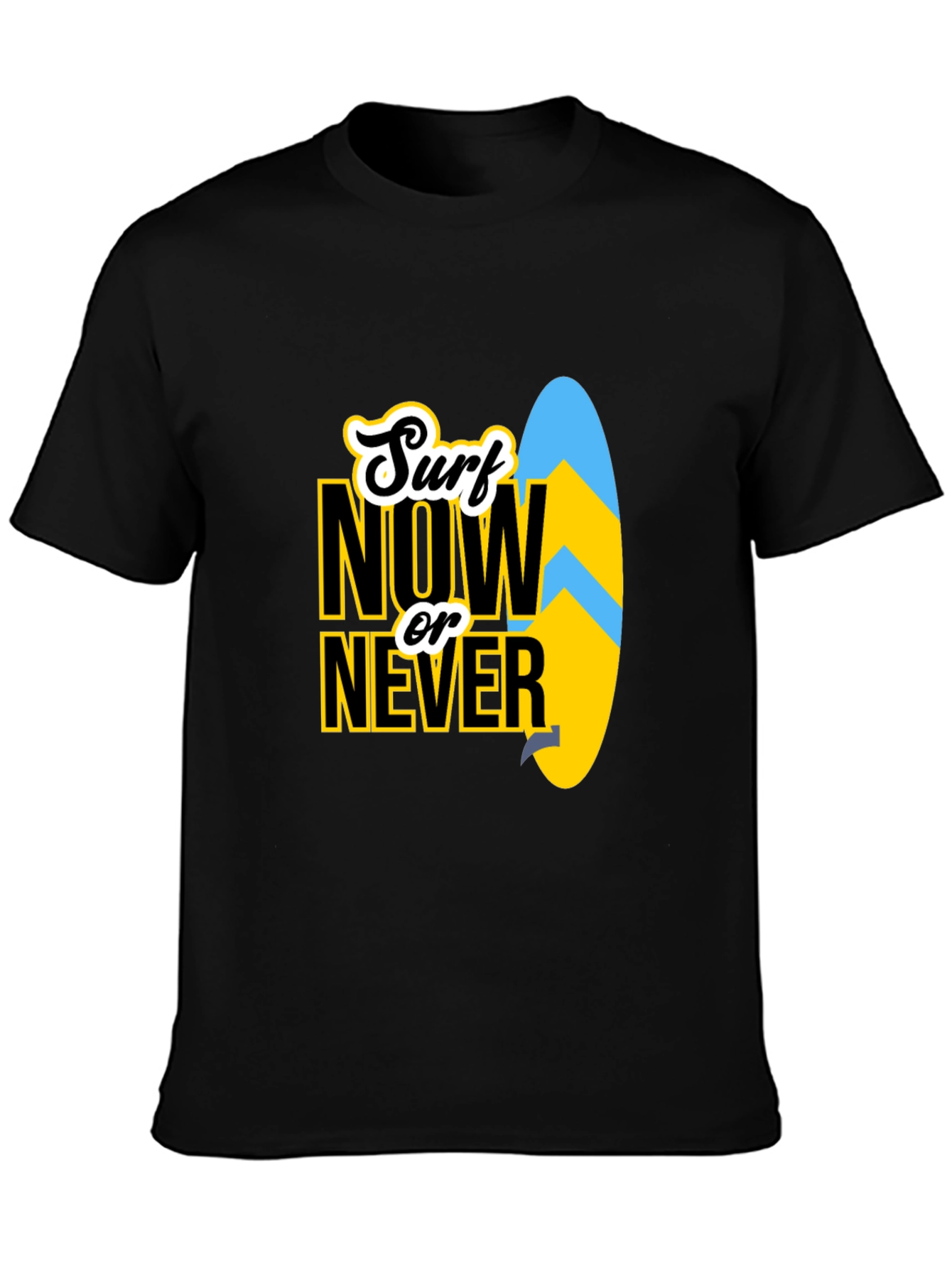 Surf Now Or Never Black T-Shirt