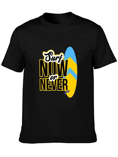 Surf Now Or Never Black T-Shirt