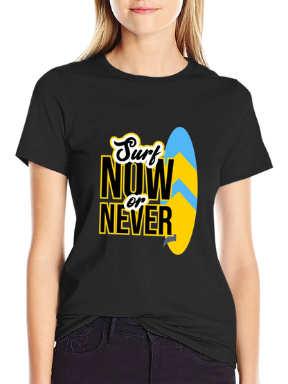 Surf Now Or Never Black T-Shirt